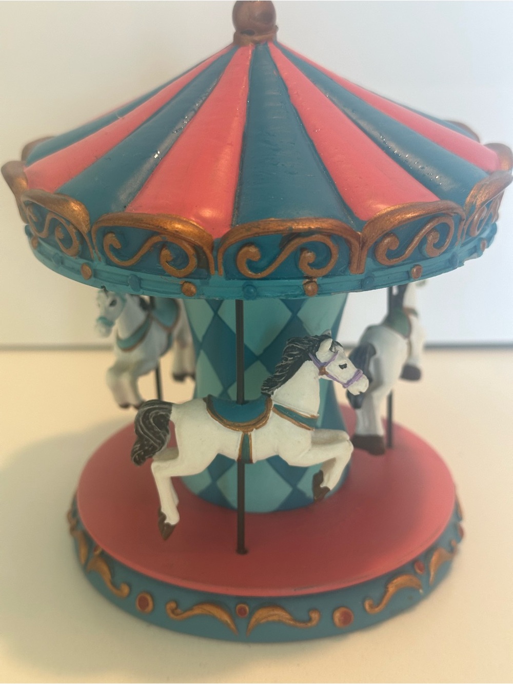 Celebrate It/Blue & Pink Miniature Merry-Go-Round decorative Carousel.